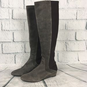 Stuart Weitzman Grey Suede Pull Up Boots Size 7.5